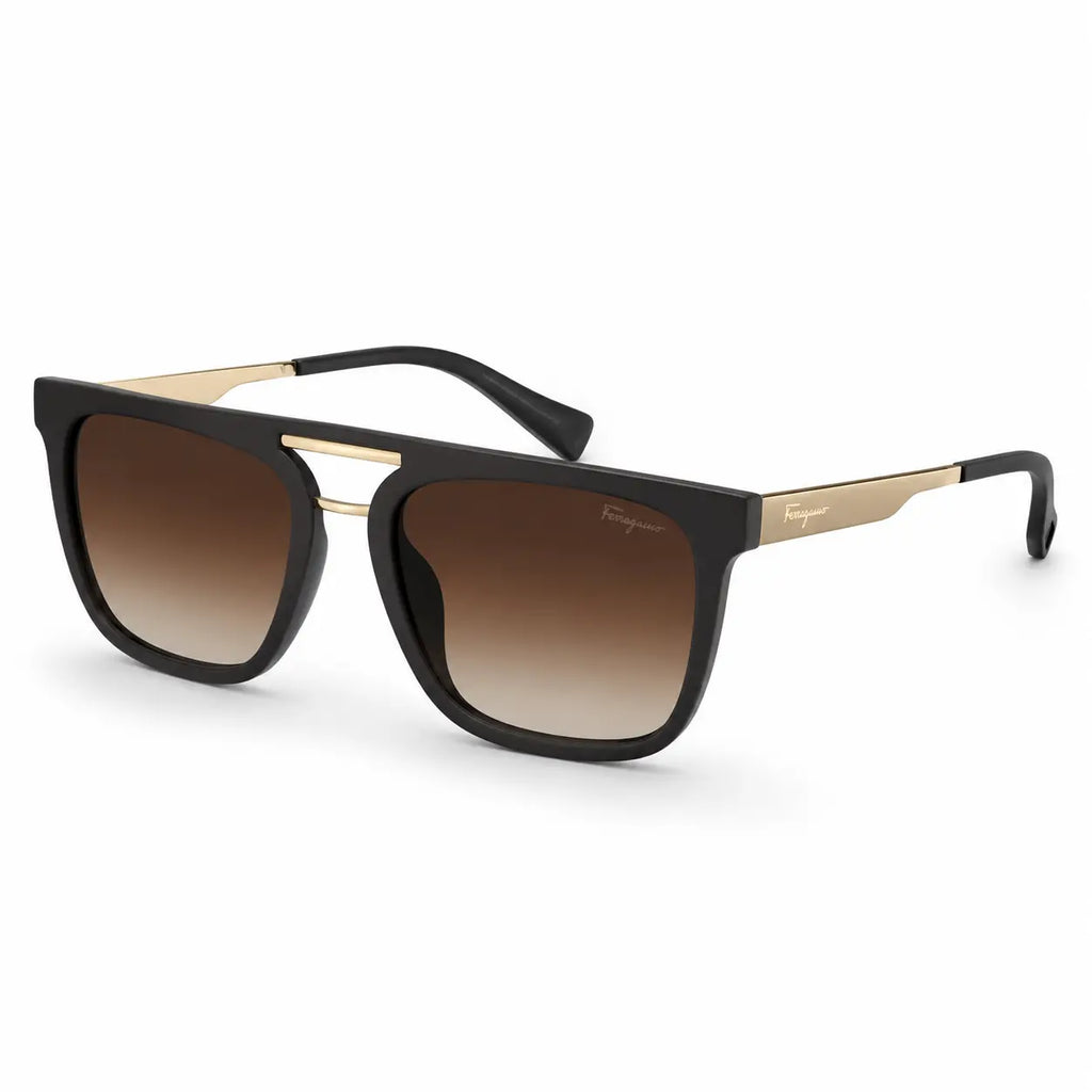 Ferragamo Double-Bridge Square (golden titanium frame)